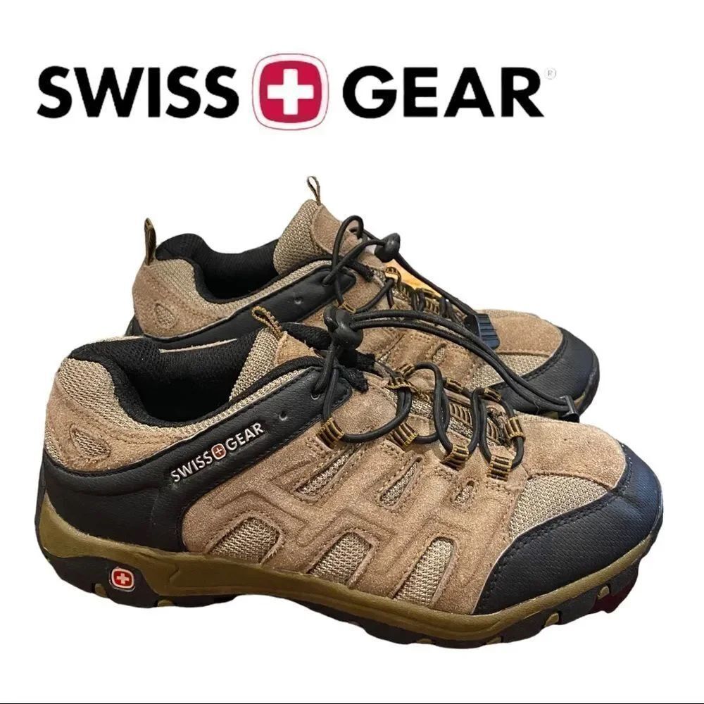 Swiss Gear Women's Tan Suede Leather Hiking Bungee Strap Sneakers 6